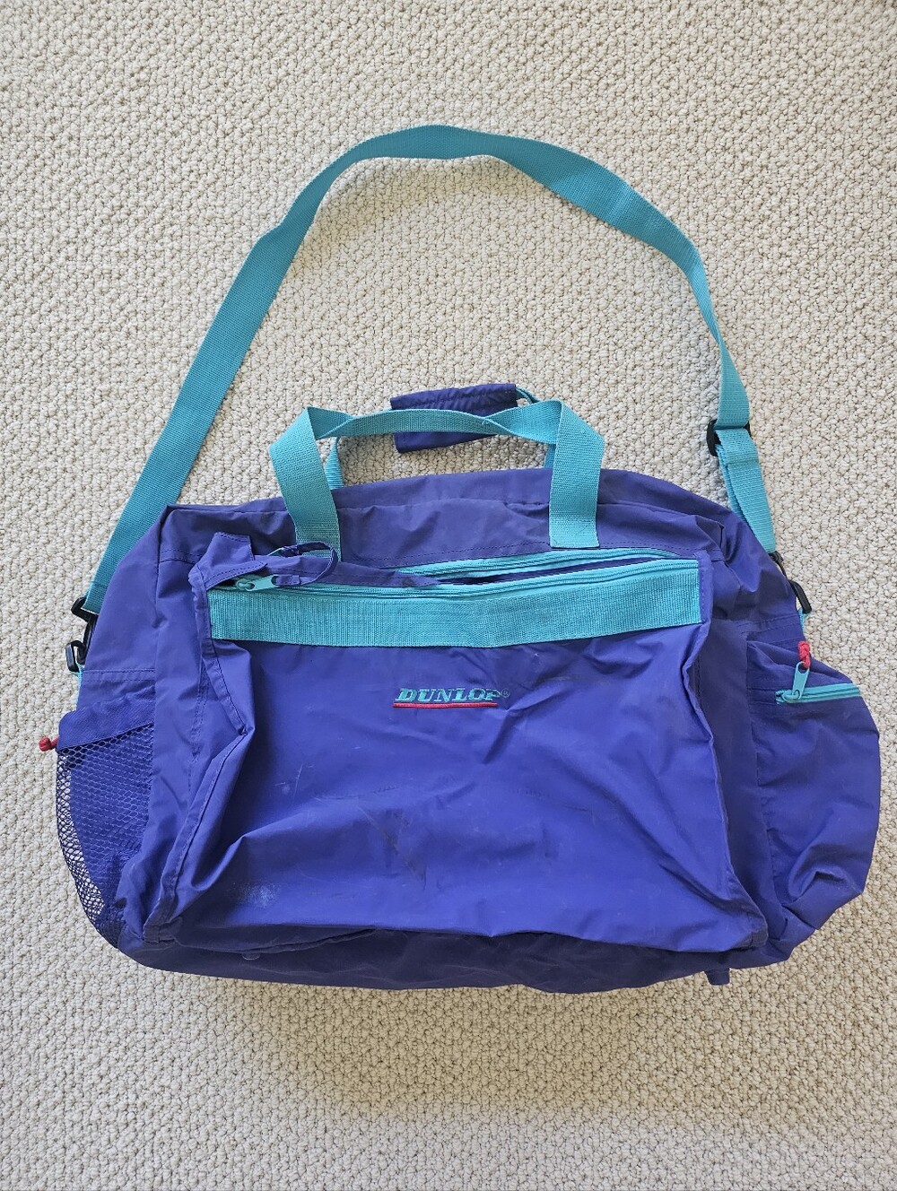 Dunlop Vintage 90s Duffel Bag Teal Turquoise Purple